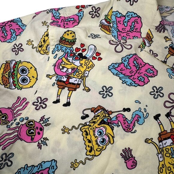 Sponge Bob Squarepants Crabby Patty Hawaiian Camp Shirt Mens Nerd Culture XL NWT - Picture 7 of 7
